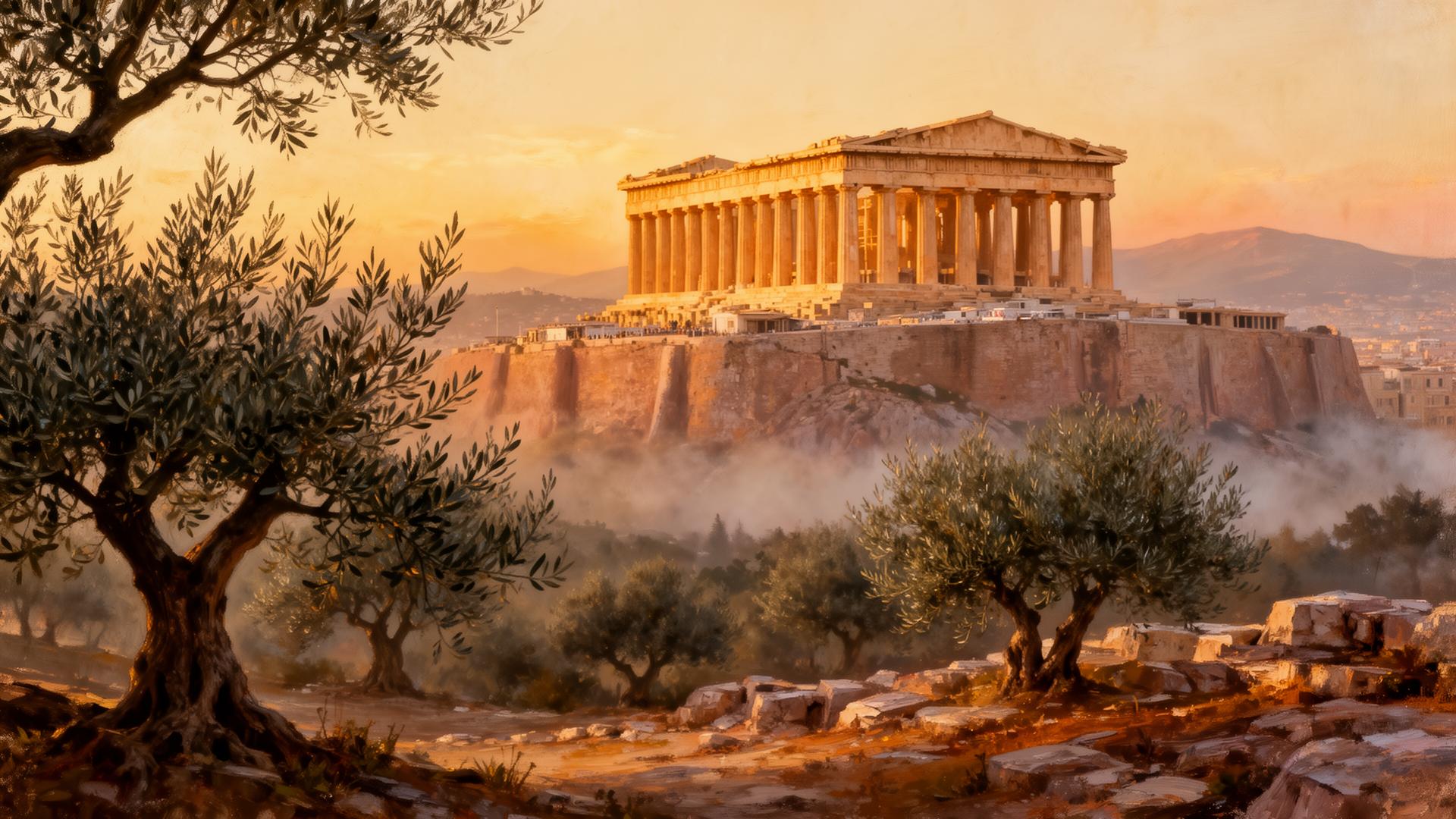 The Acropolis of Athens at sunset